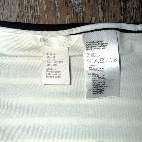 H&M Women’s Striped Black White Cotton Stretch Skirt Size S Bodycon Pencil Midi - Picture 2 of 3